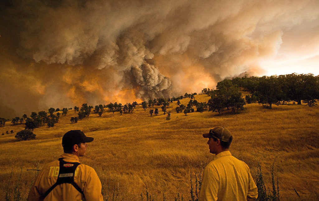 TINDERBOX: Firefighters can only watch as a huge blaze burns near Clearlake, California, on August 1 last year. The fire was one of dozens raging in the drought parched US state. TINDERBOX: Firefighters can only watch as a huge blaze burns near Clearlake, California, on August 1 last year. The fire was one of dozens raging in the drought parched US state.